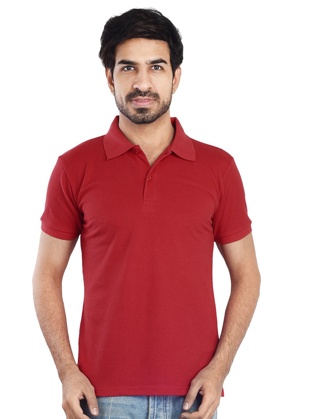 

Clothe Funn Polo Collar Knitted Regular Fit T-shirt, Red