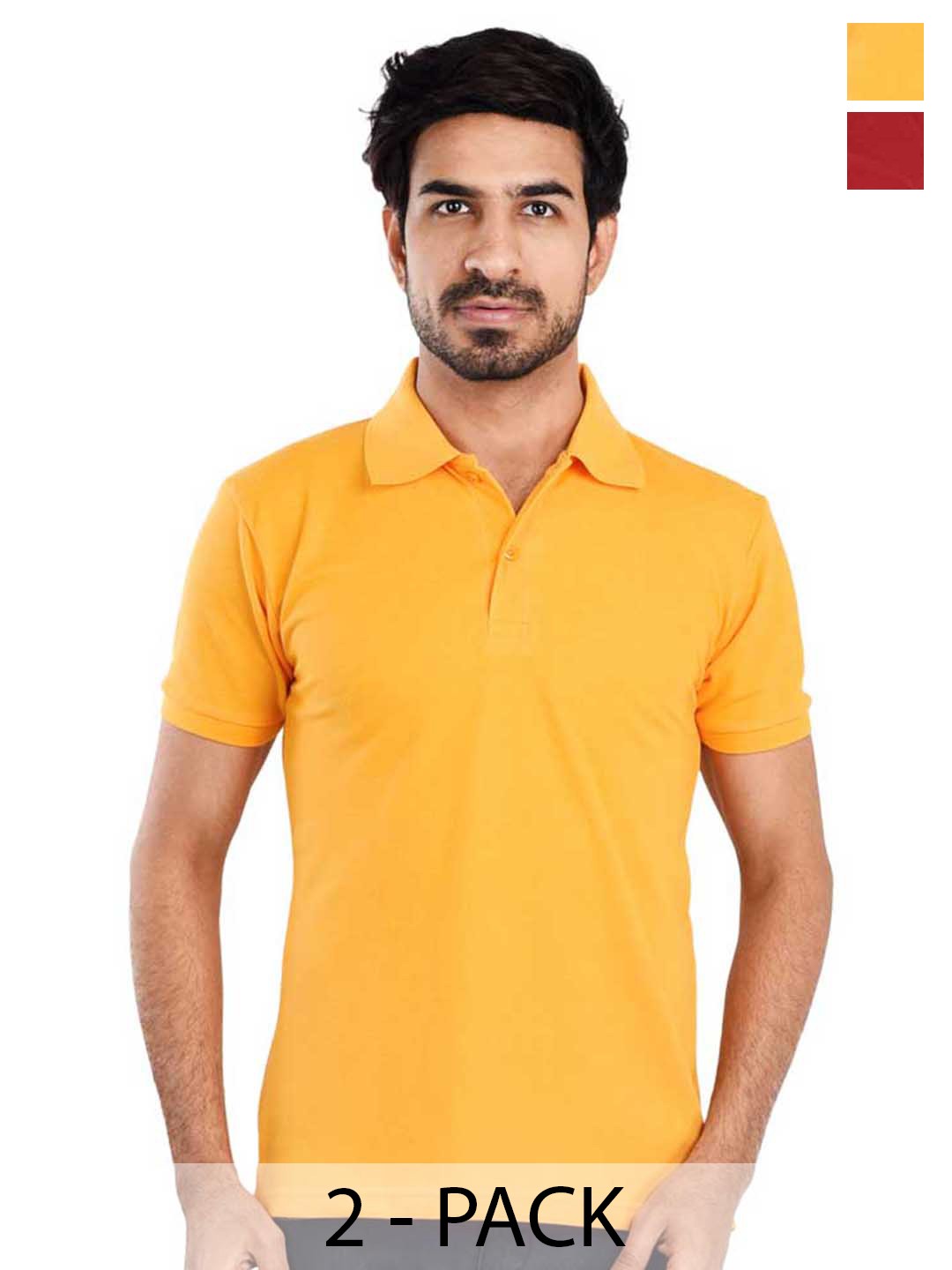 

Clothe Funn Pack Of 2 Polo Collar T-shirt, Yellow