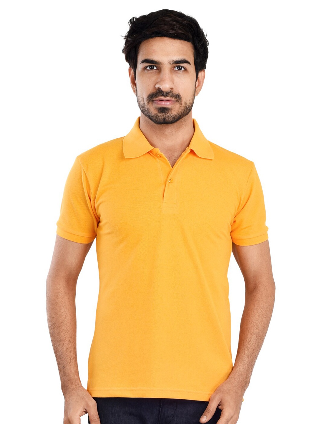 

Clothe Funn Polo Collar Knitted Regular Fit T-shirt, Yellow