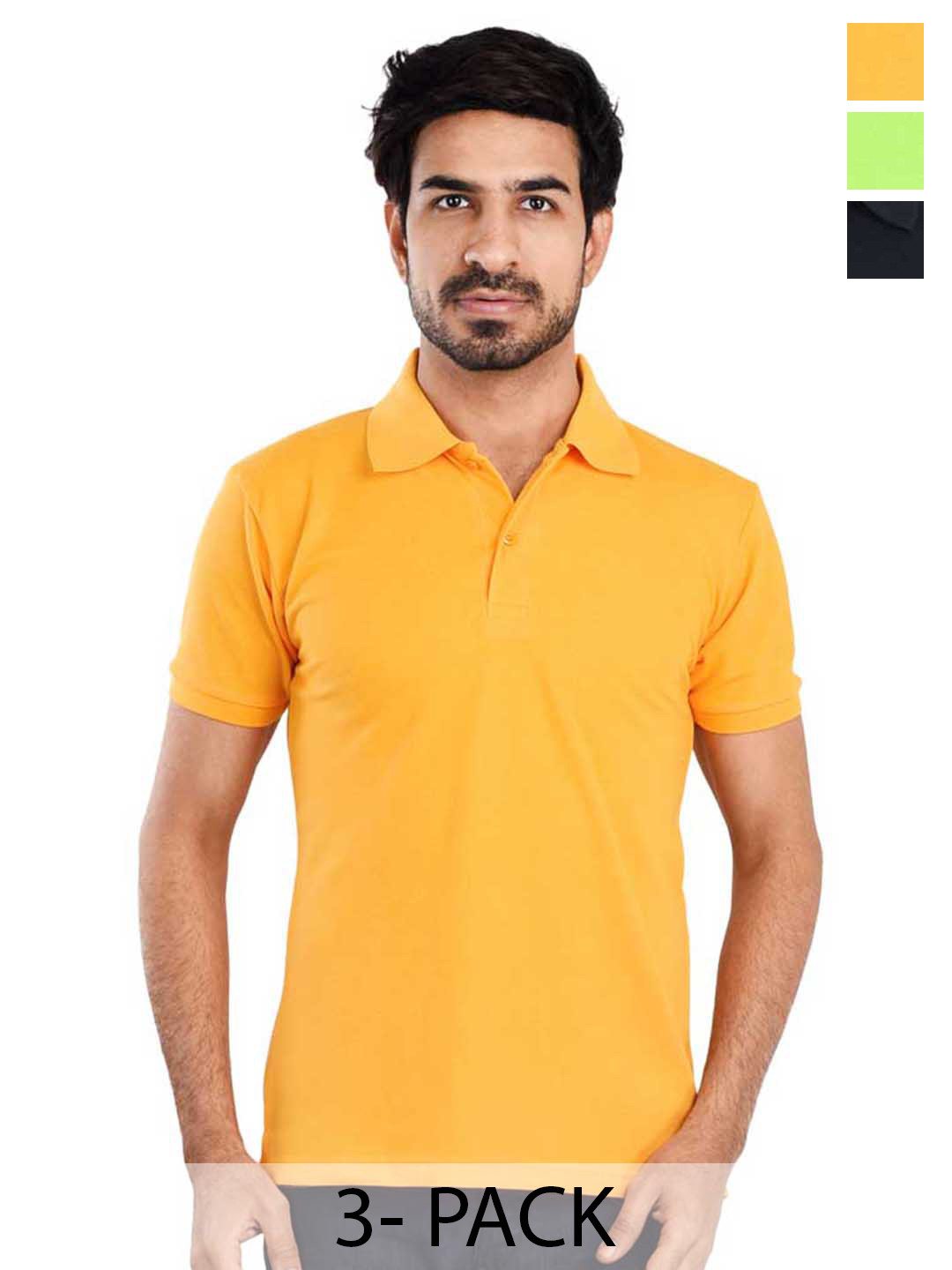 

Clothe Funn Pack Of 3 Polo Collar T-shirt, Yellow
