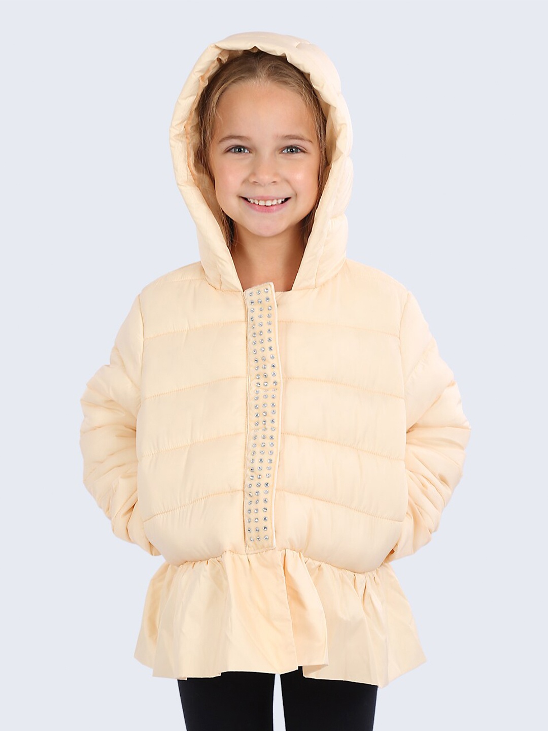 

One Friday Girls Hooded Puffer Jacket, Beige