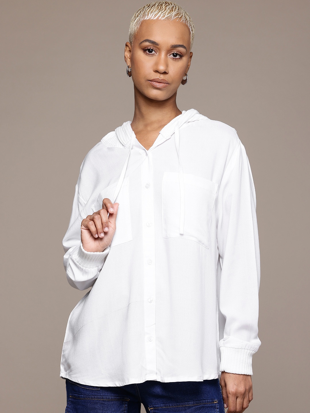 

The Roadster Lifestyle Co. Hooded Oversized Shirt, White