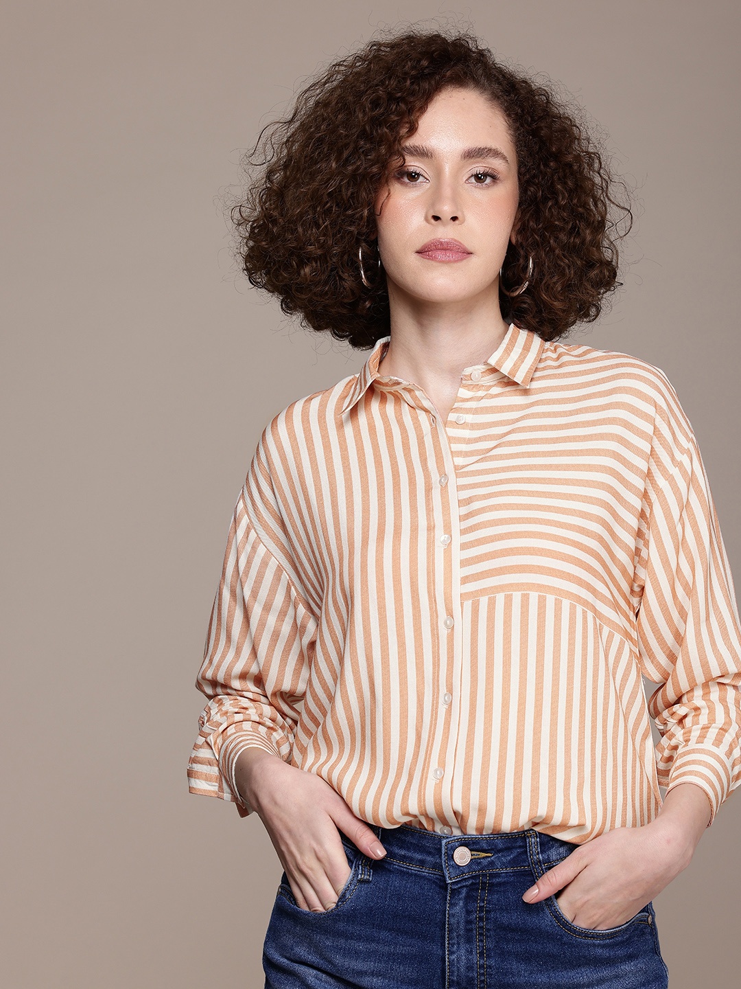 

The Roadster Life Co. Striped Drop-Shoulder Sleeves Casual Shirt, Mustard