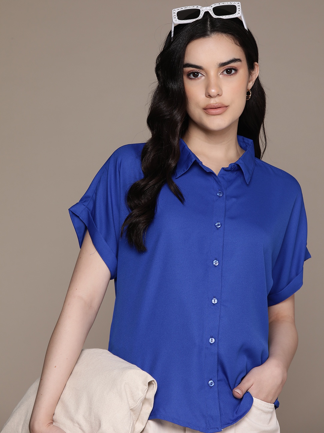 The Roadster Lifestyle Co. Extended Sleeves Shirt, Blue