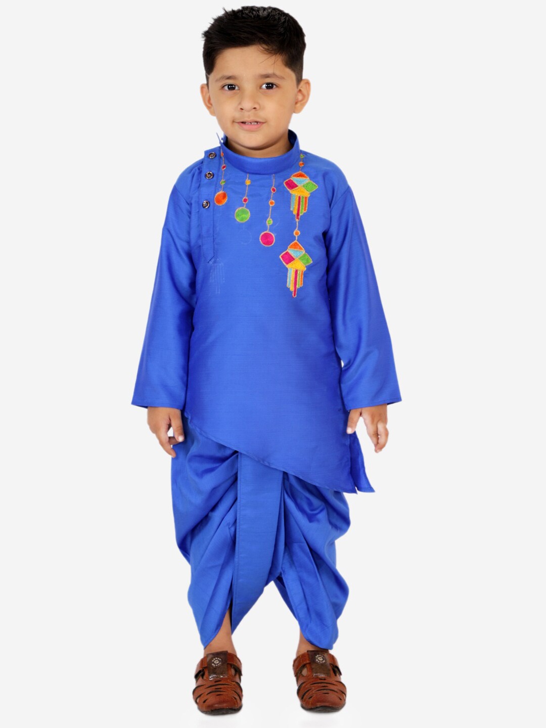 

KID1 Boys Floral Printed Kurta with Dhoti Pants, Blue