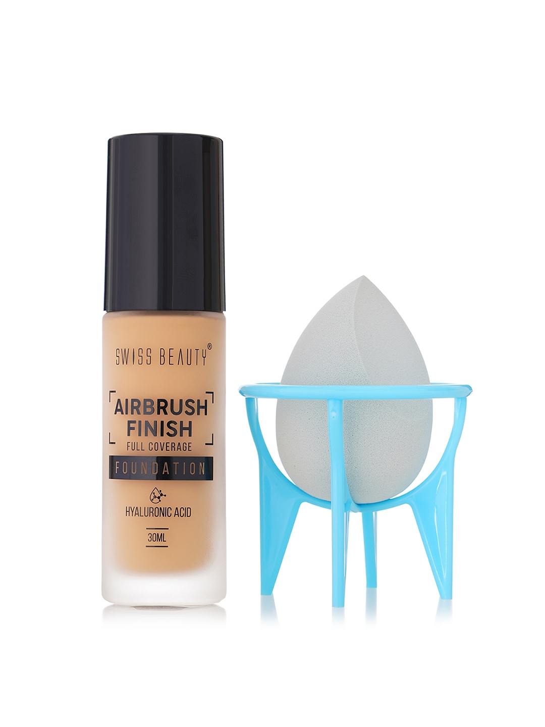 

SWISS BEAUTY Airbrush Finish Foundation - CB53 with Beauty Blender, Beige
