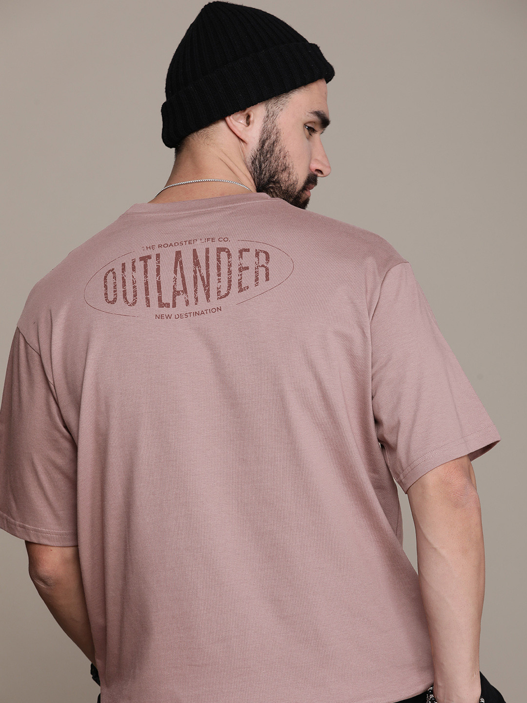 

Roadster Men Typography Printed Pure Cotton T-shirt, Mauve