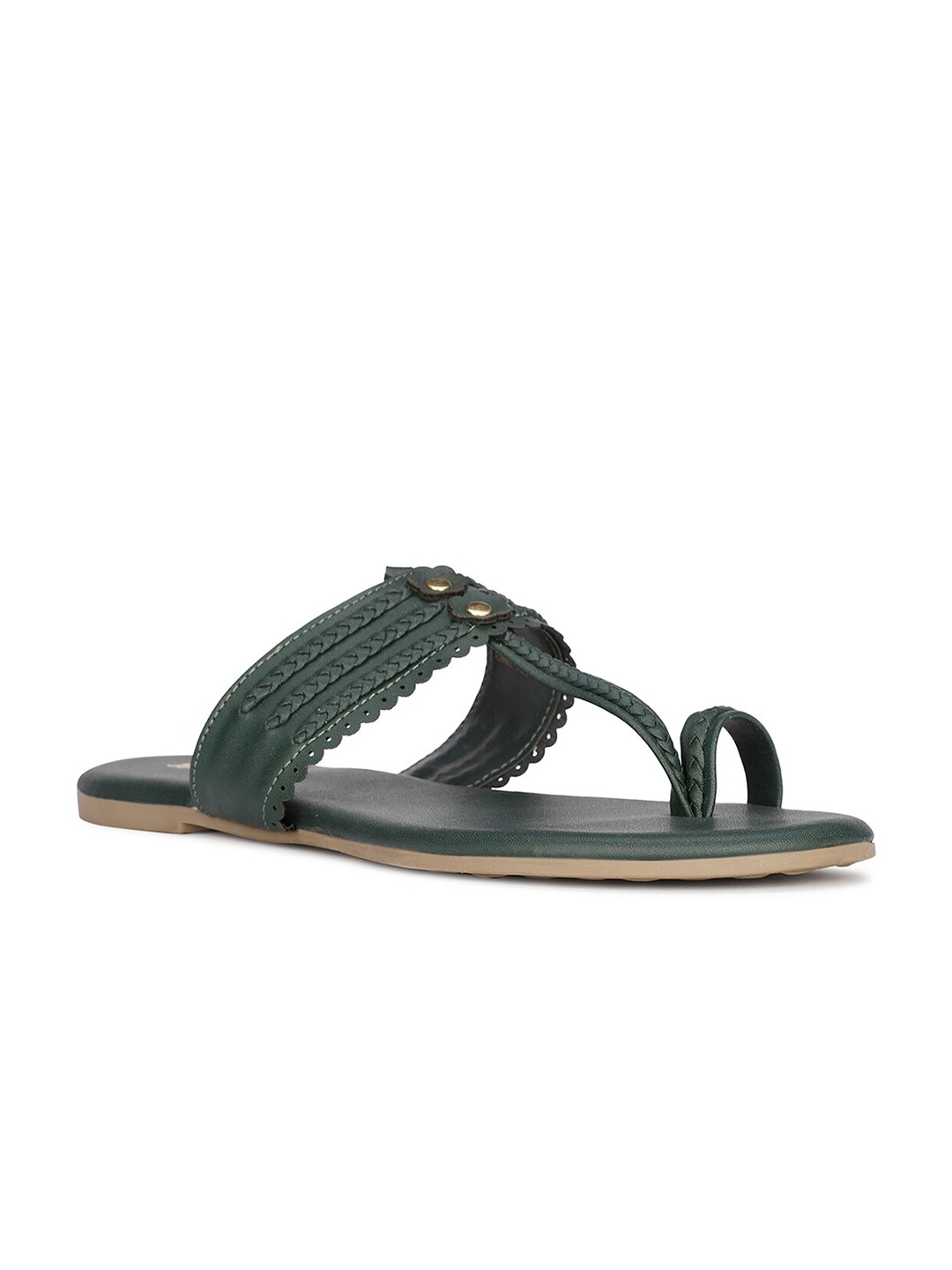 

Bata Textured One Toe Flats, Green