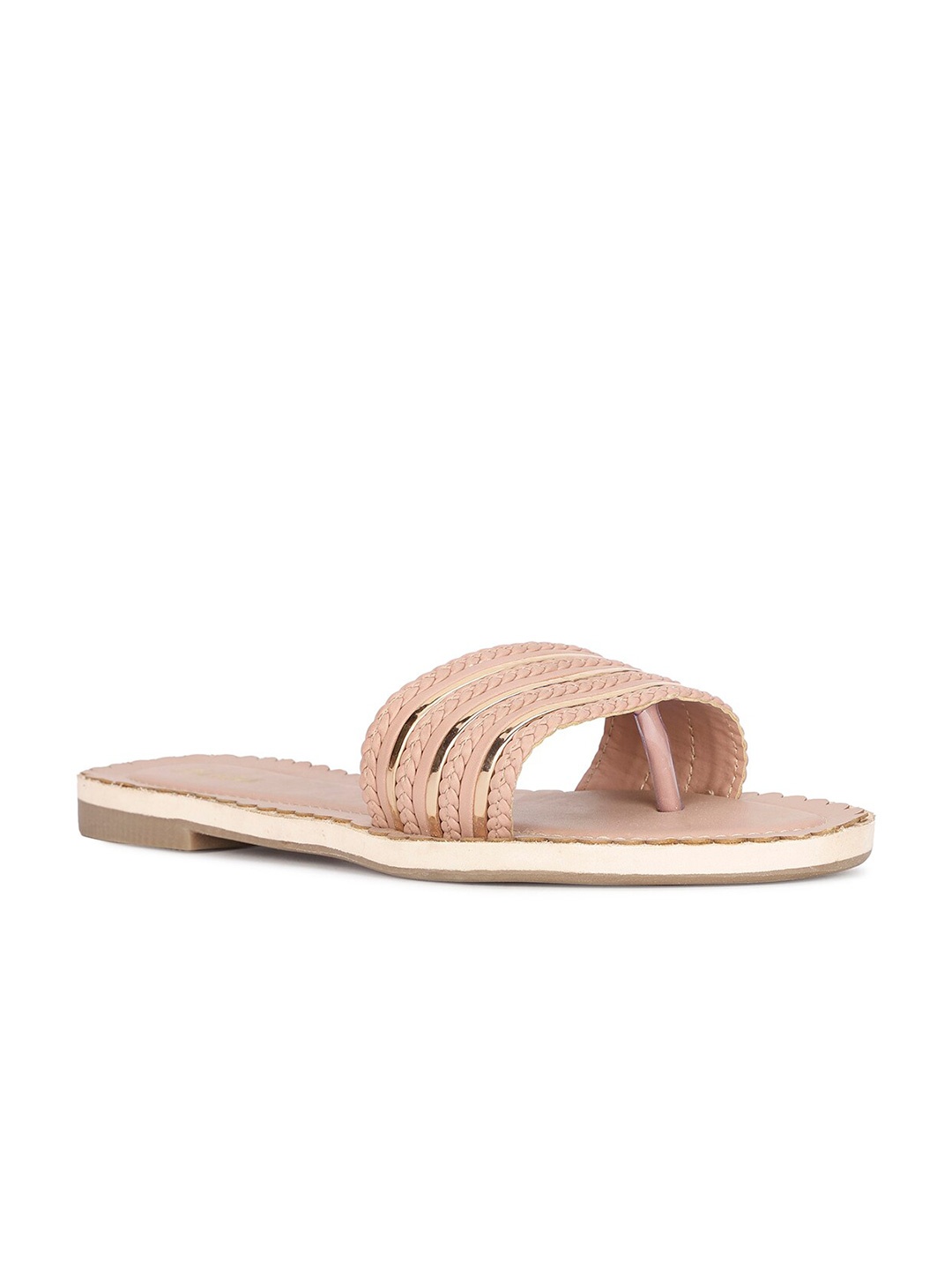 

Bata Textured Open Toe Flats, Peach