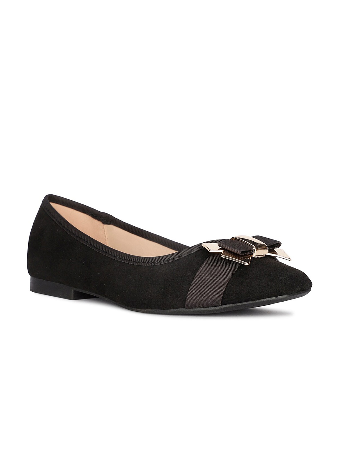 

Bata Bow Detailed Square Toe Ballerinas, Black