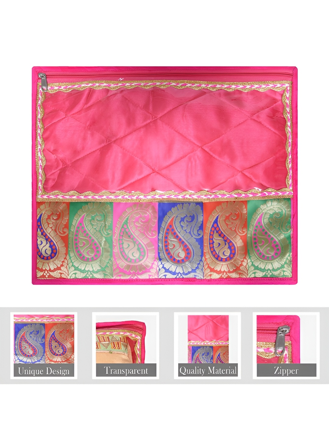 

Kuber Industries Pink & Gold Toned 9 Pieces Saree Cover Organisers