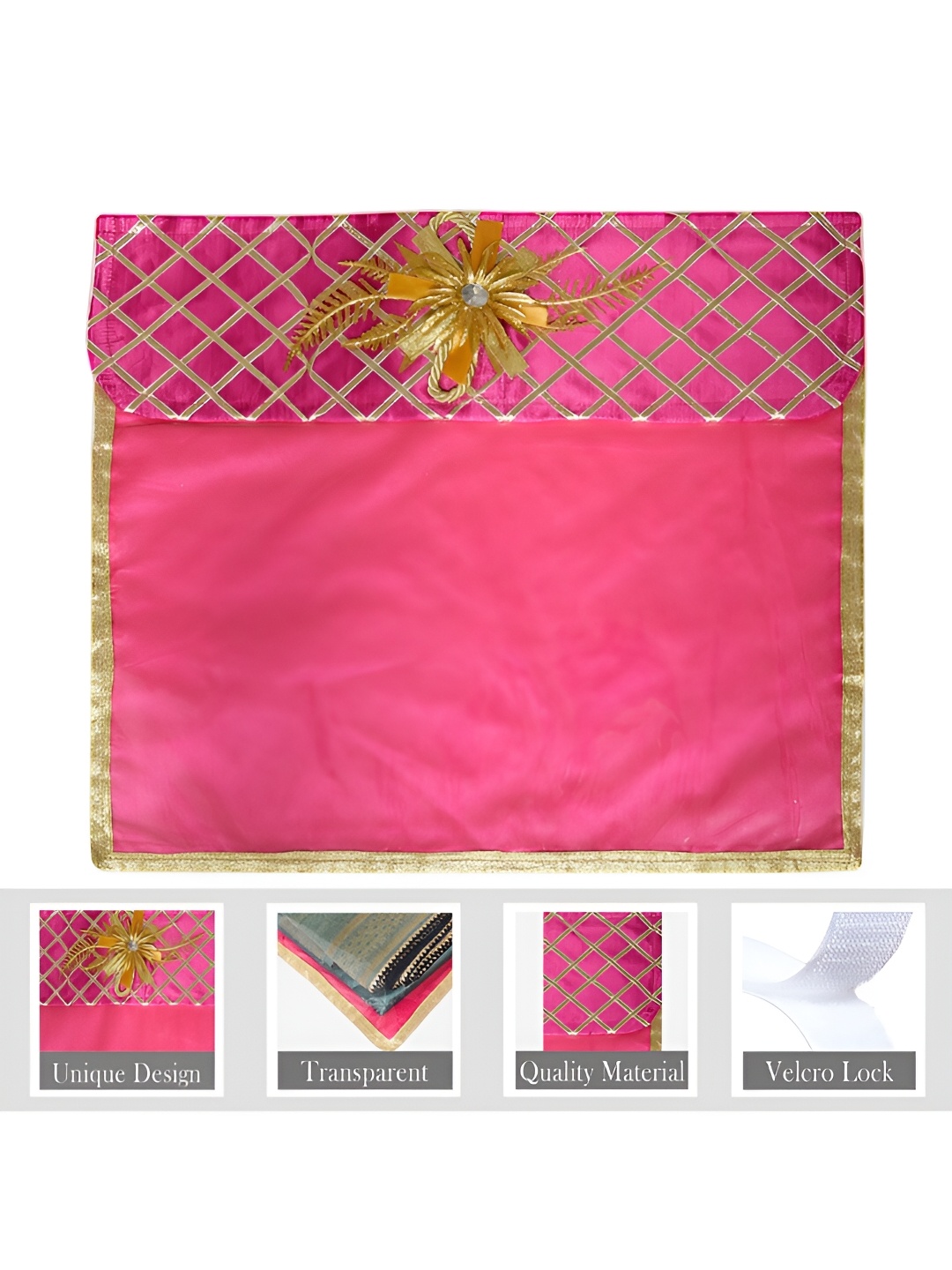 

Kuber Industries Pink & Gold Toned 3 Pieces Saree Cover Organisers