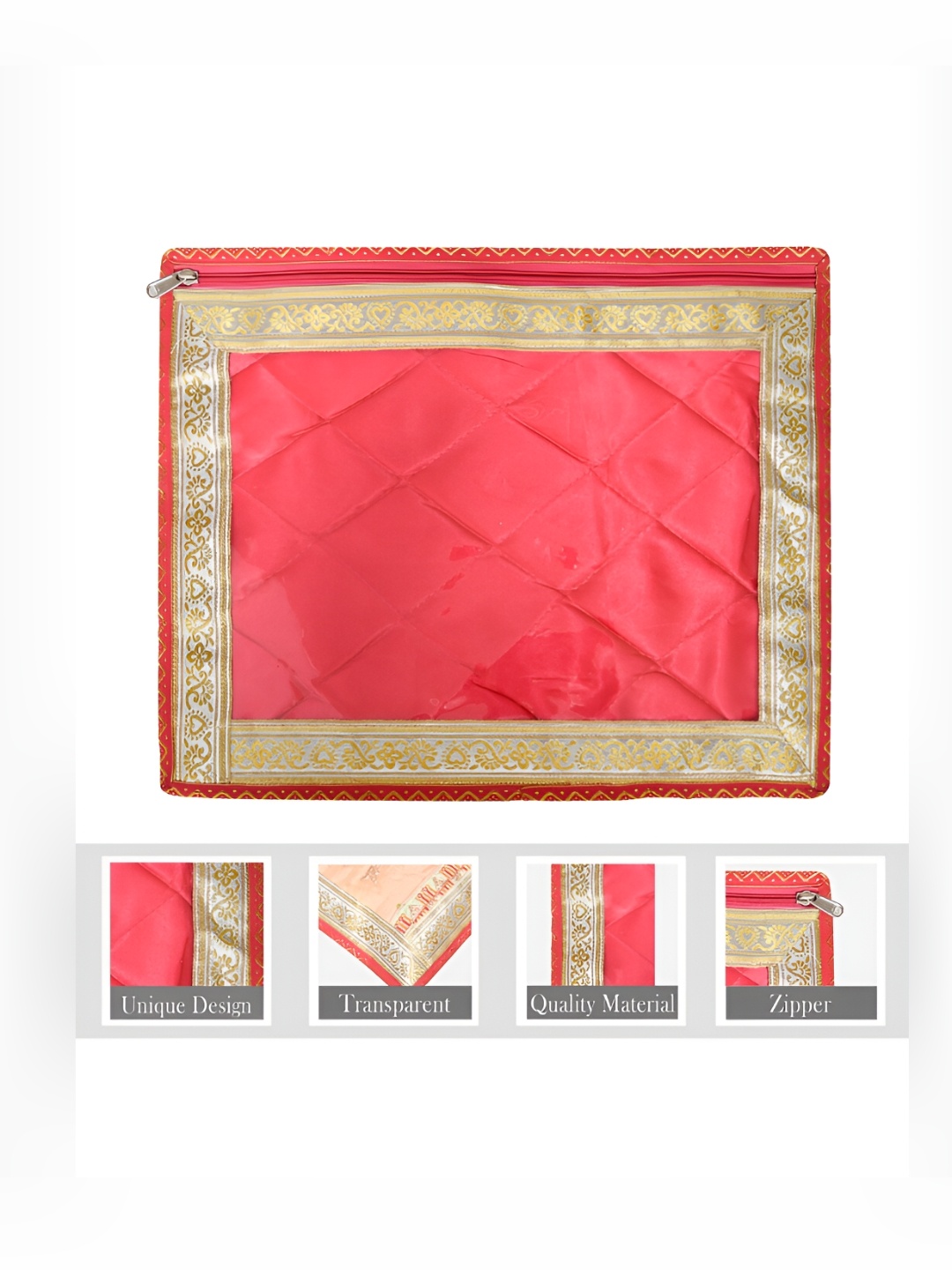 

Kuber Industries Pink & Gold Toned 6 Pieces Saree Cover Organisers