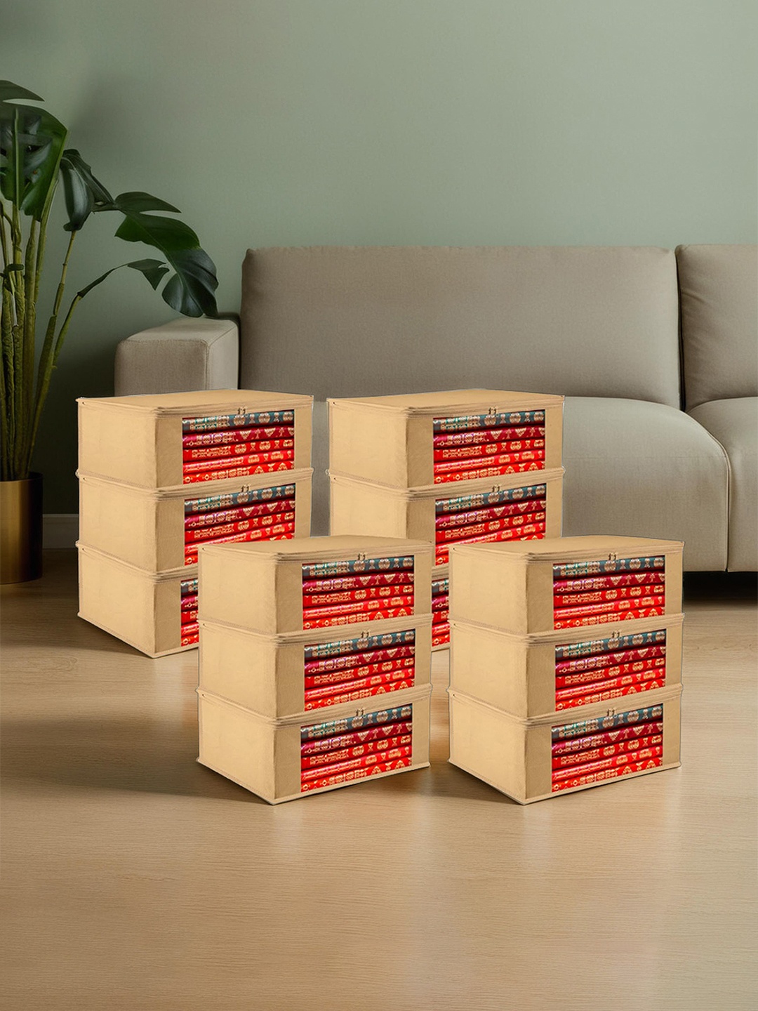 

Kuber Industries Brown 12 Pieces Saree Cover Organisers