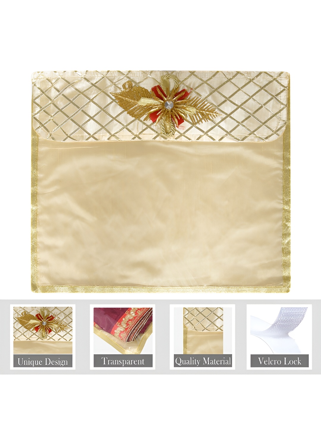 

Kuber Industries Gold Toned 3 Pieces Saree Cover Organisers