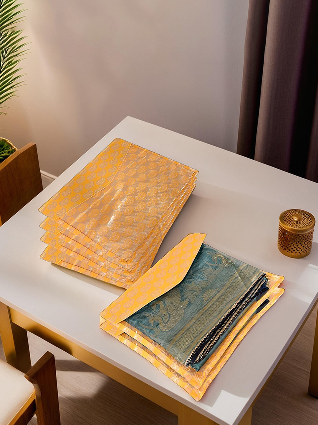 

Kuber Industries Yellow & Beige 6 Pieces Saree Cover Organisers