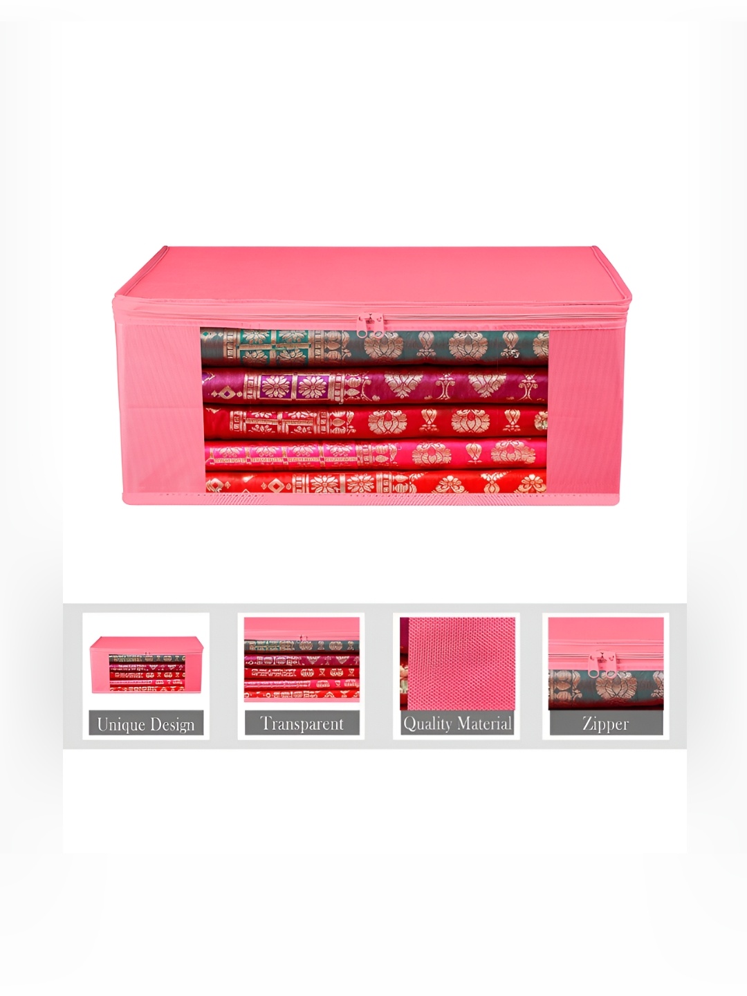 

Kuber Industries Pink 12 Pieces Self Design Organisers