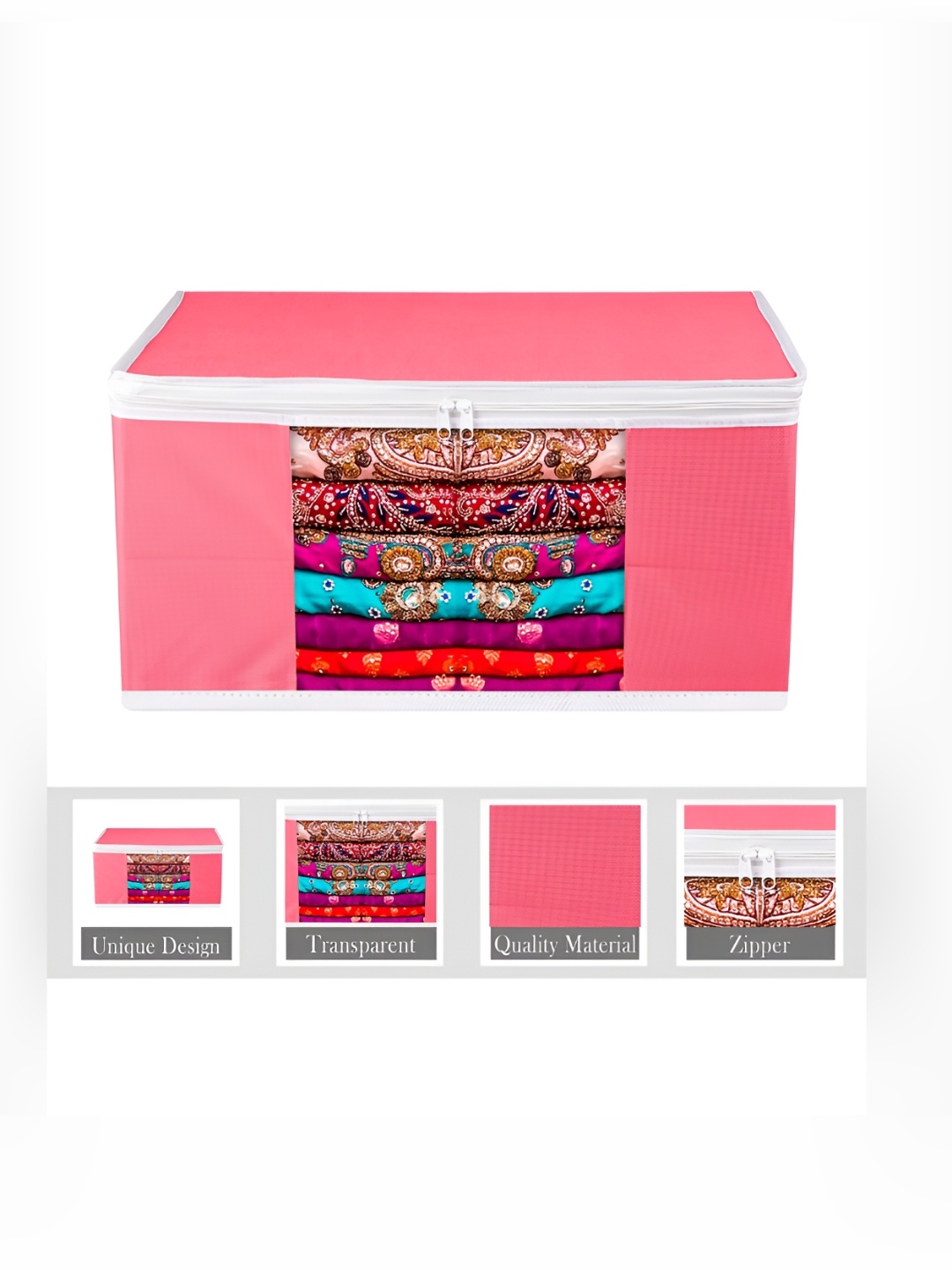 

Kuber Industries Pink & White 9 Pieces Saree Cover Organisers