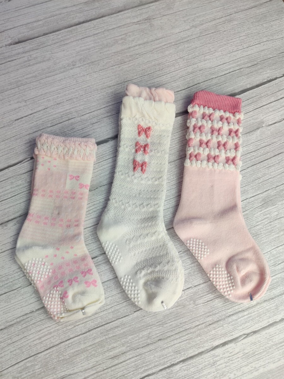 

EL REGALO Girls Pack Of 3 Patterned Ankle-Length Socks, Pink