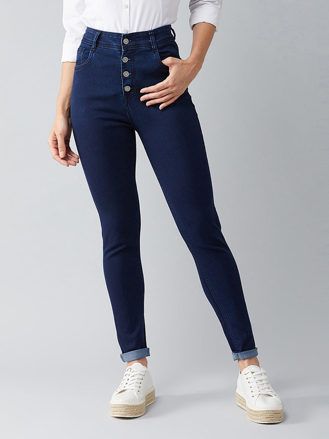 

Roadster Women Skinny Fit High Rise Stretchable Jeans, Navy blue