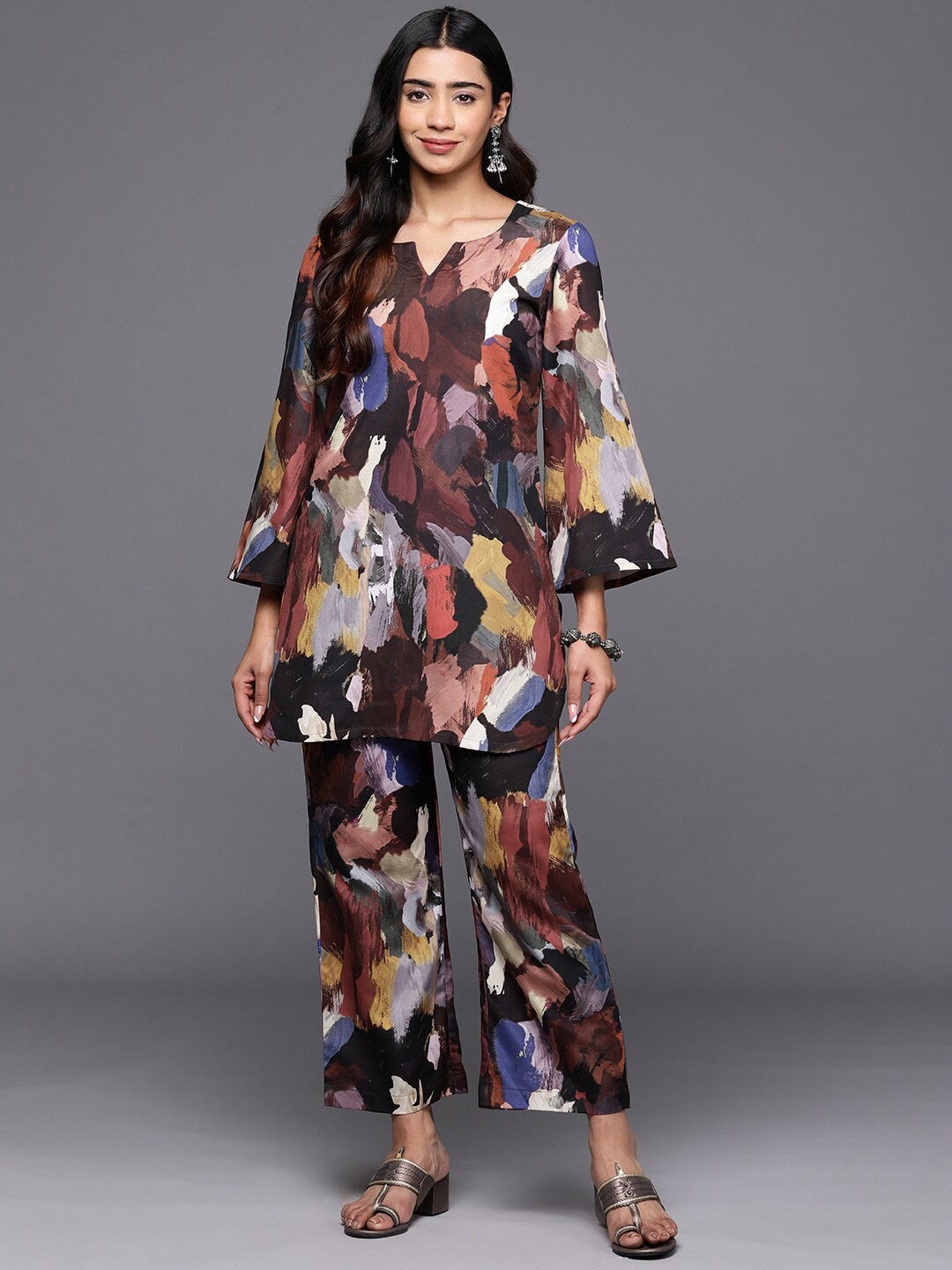 

Varanga Abstract Printed Co-Ord Set, Black