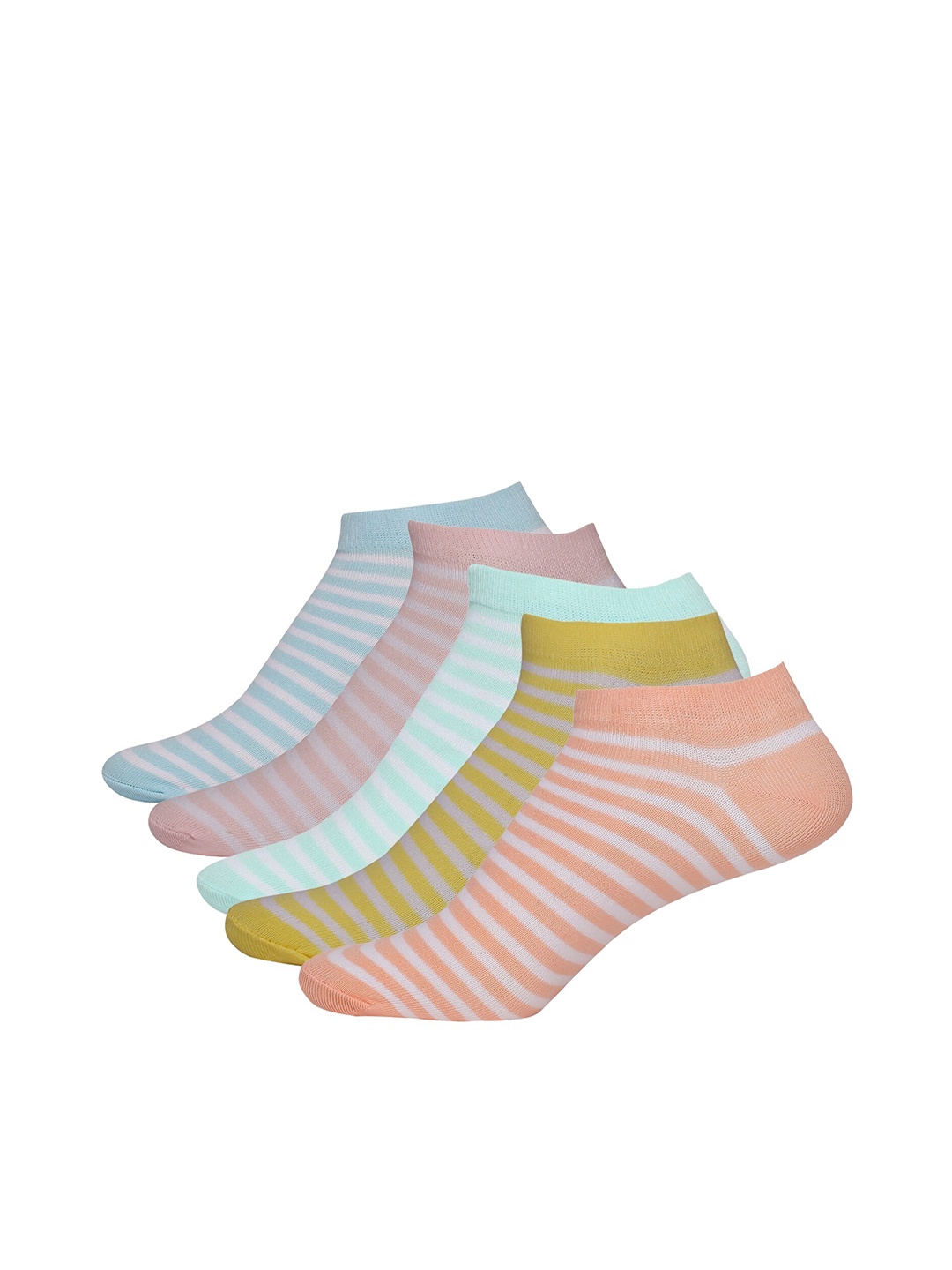 

Feelings Women Pack Of 5 Assorted Striped Odor-Free Cotton Ankle-Length Socks