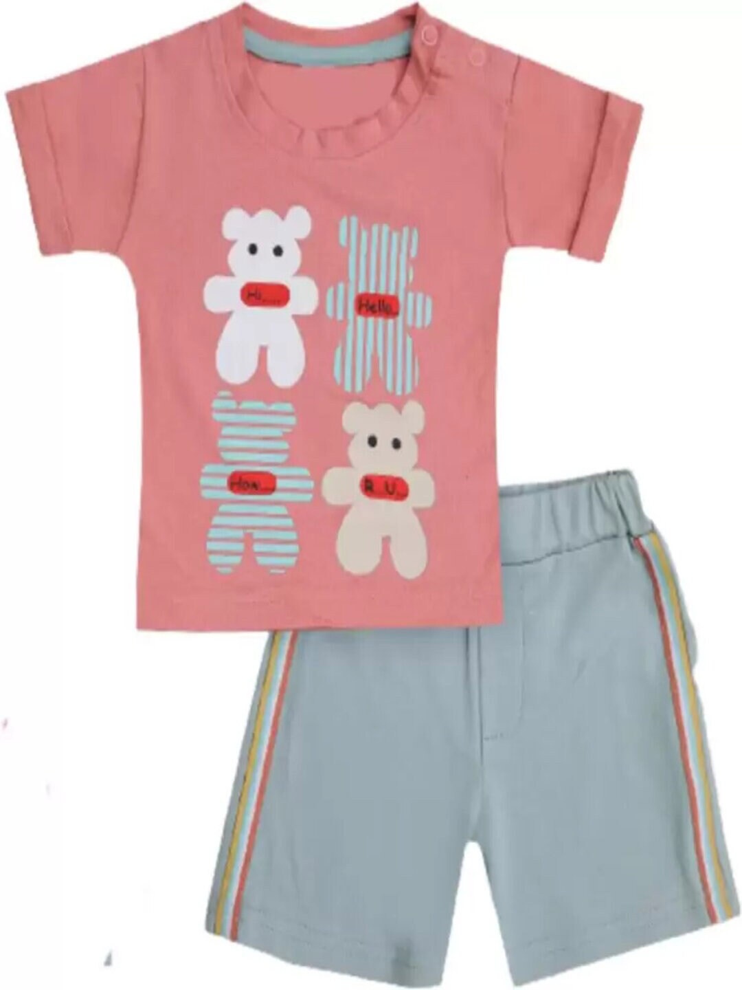 

BAESD Boys Printed Cotton T-shirt with Shorts, Peach