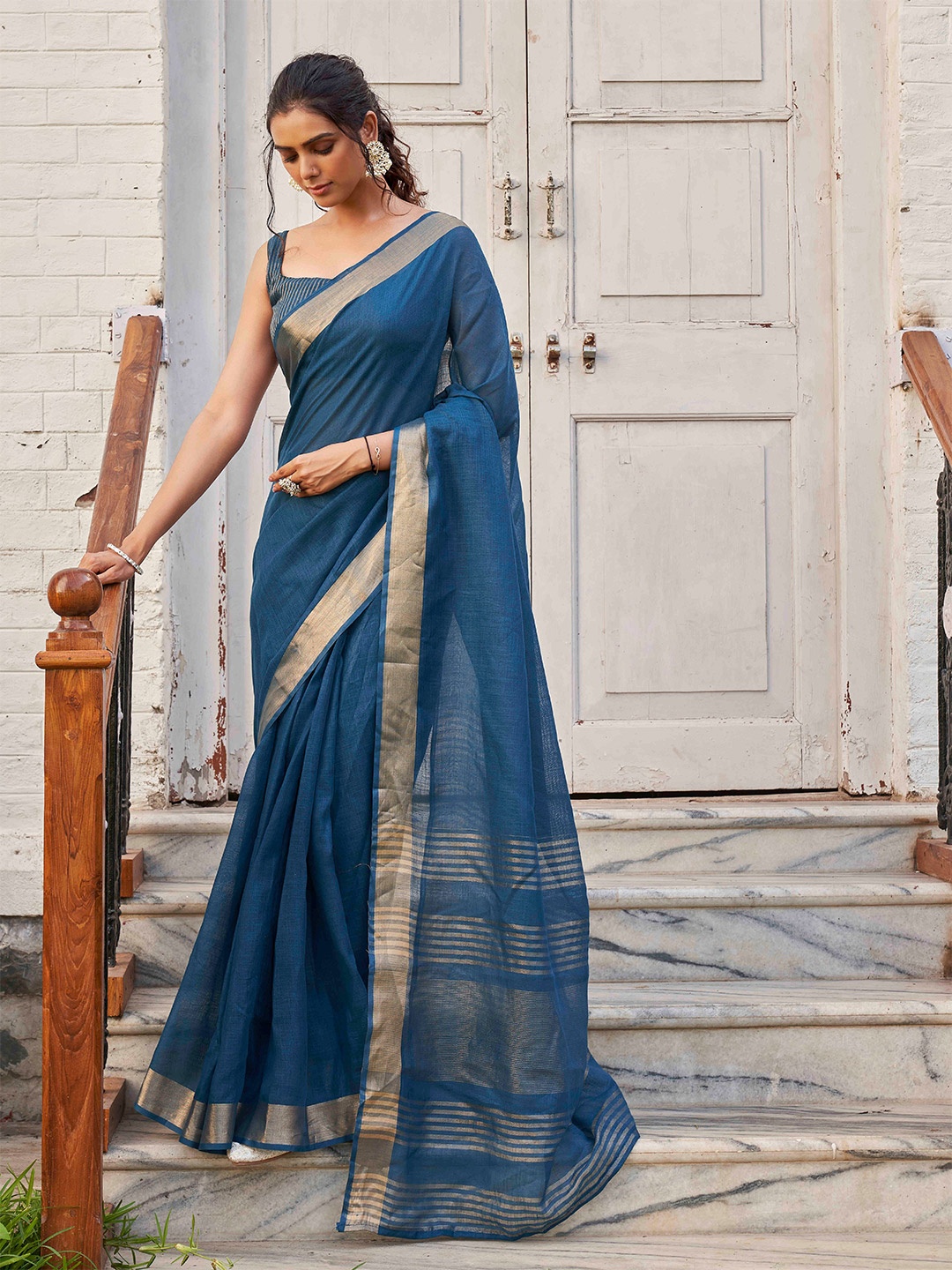 

Tikhi Imli Zari Saree, Teal