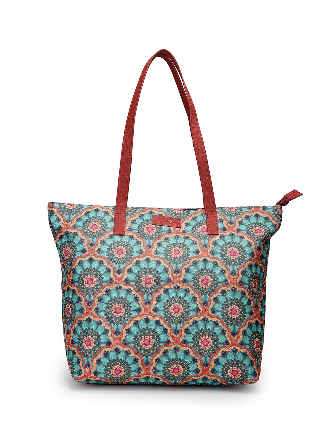 

AQUATAN Floral Printed Shopper Tote Bag, Green