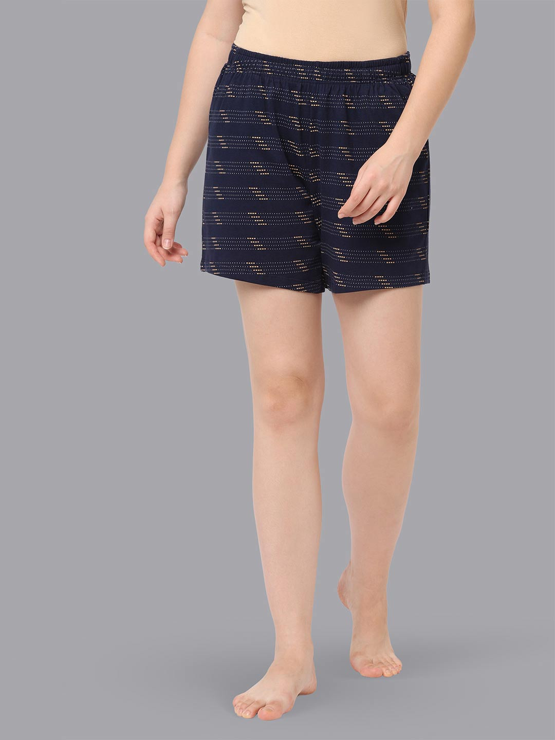 

LAASA SPORTS Women Striped Dri-FIT Relaxed Fit Cotton Regular Shorts, Blue