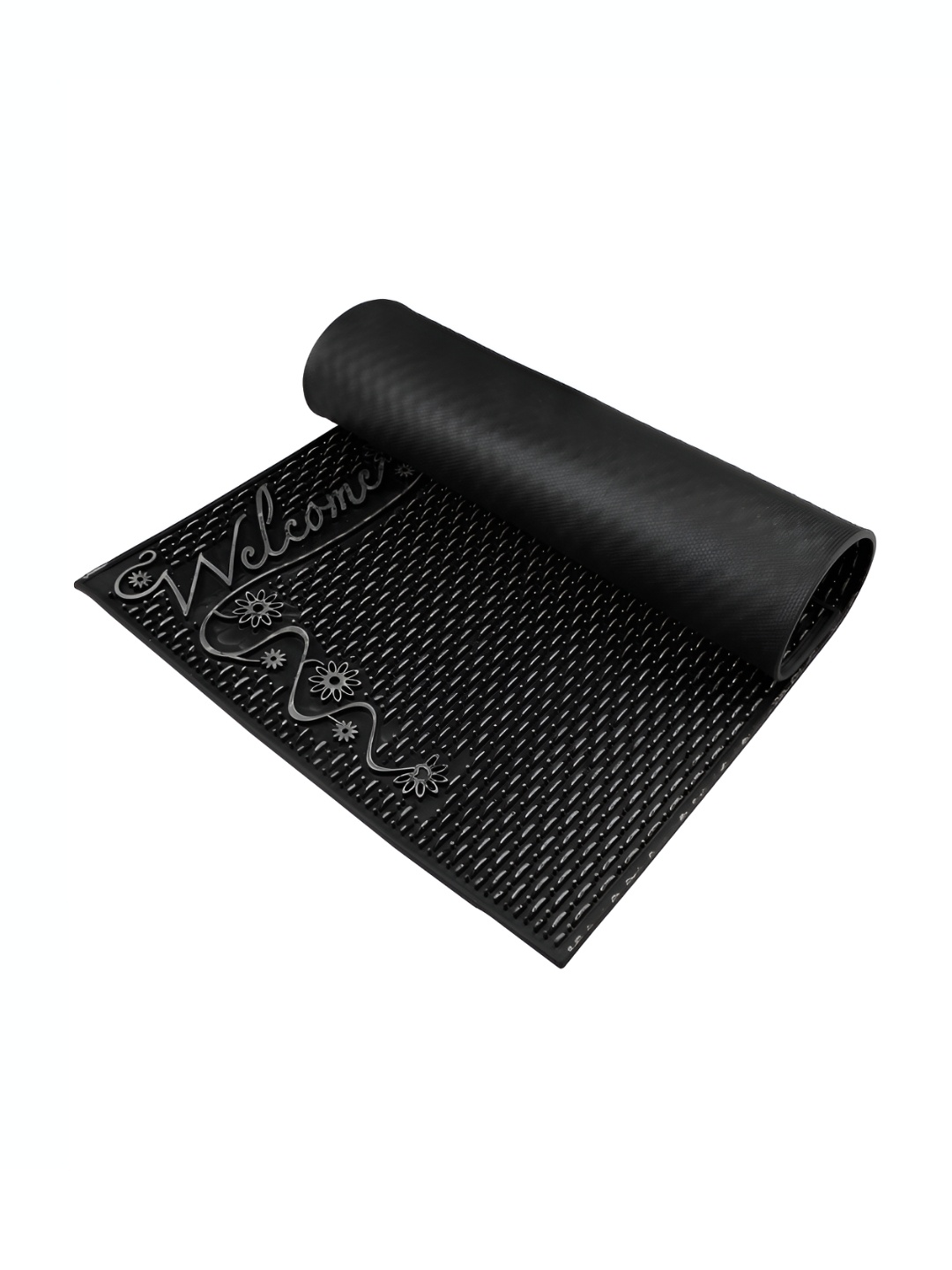 

Kuber Industries Black & Silver-Toned 3 Pieces Self-Design Anti Skid Rectangle Doormats