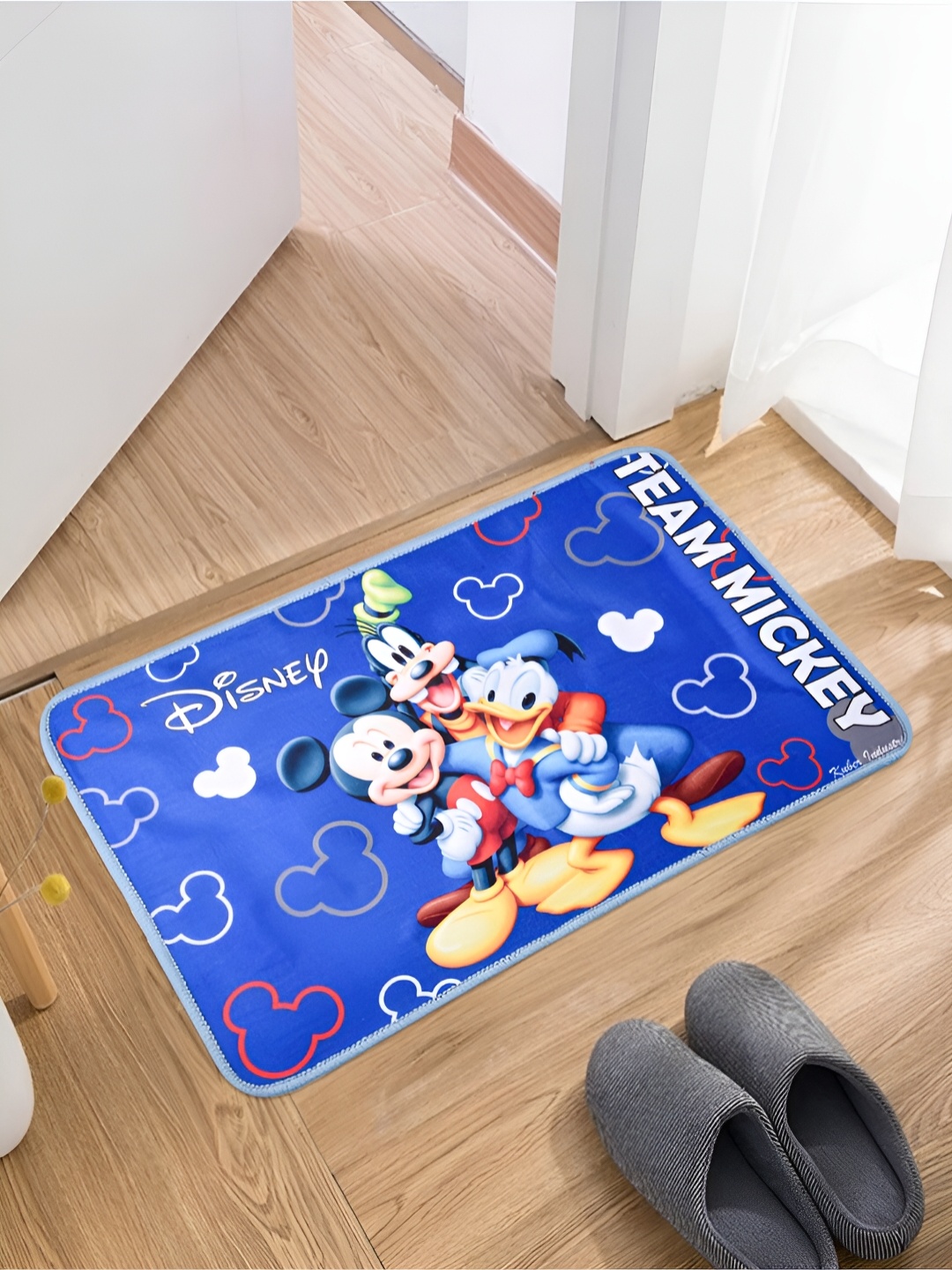 

Kuber Industries Blue & White 3 Pcs Self Design Disney Doormats