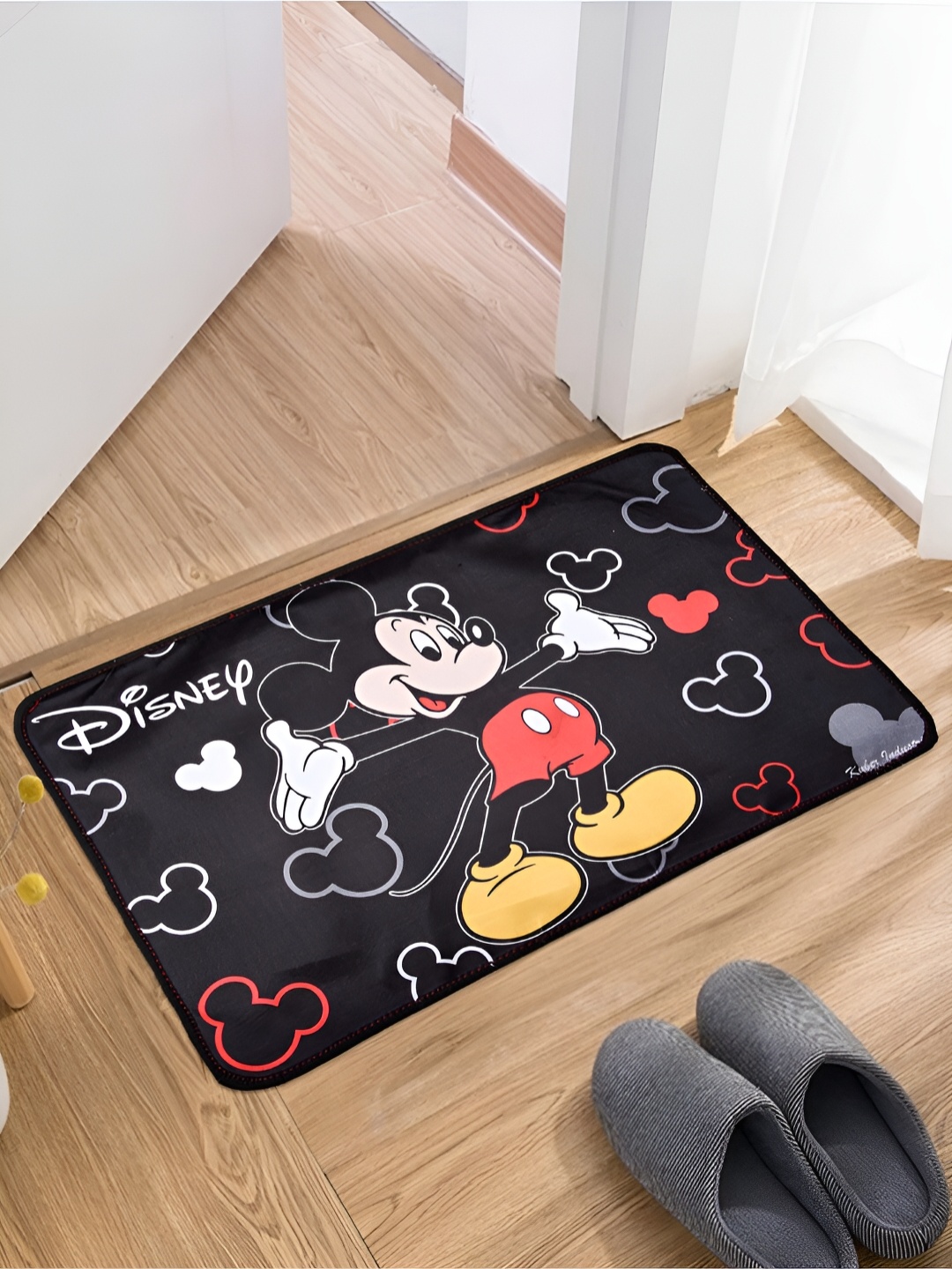 

Kuber Industries Black & Red 3 Pcs Disney Printed Doormats