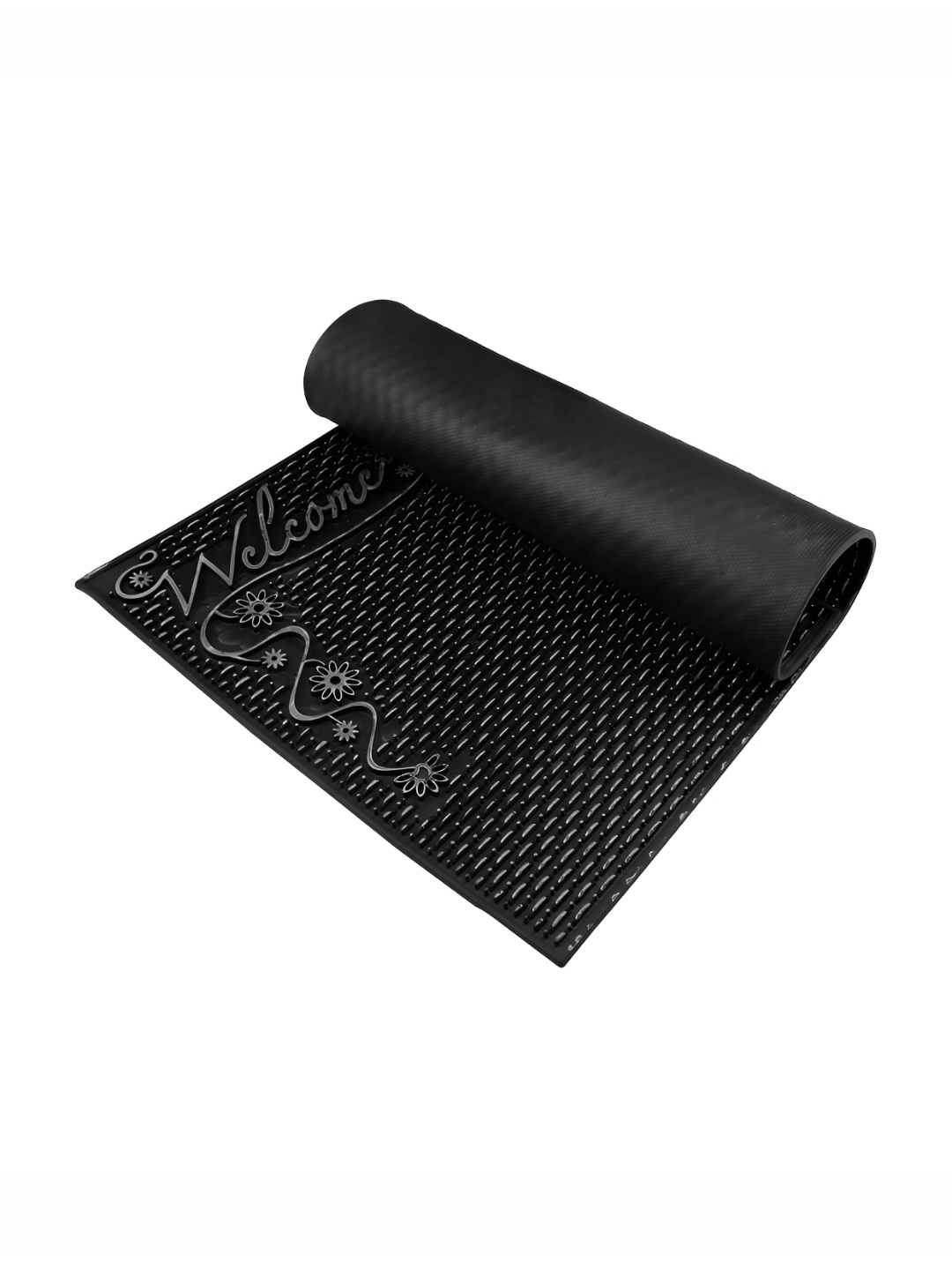 

Kuber Industries Pack of 2 Welcome Textured Entry Way Door Mats, Black