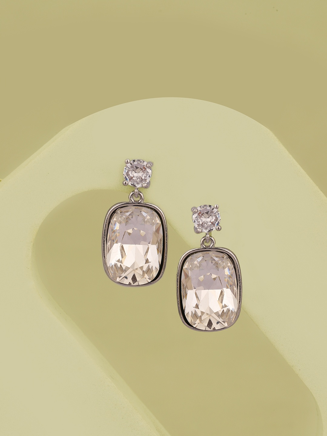 

Carlton London Silver-Plated Contemporary Drop Earrings