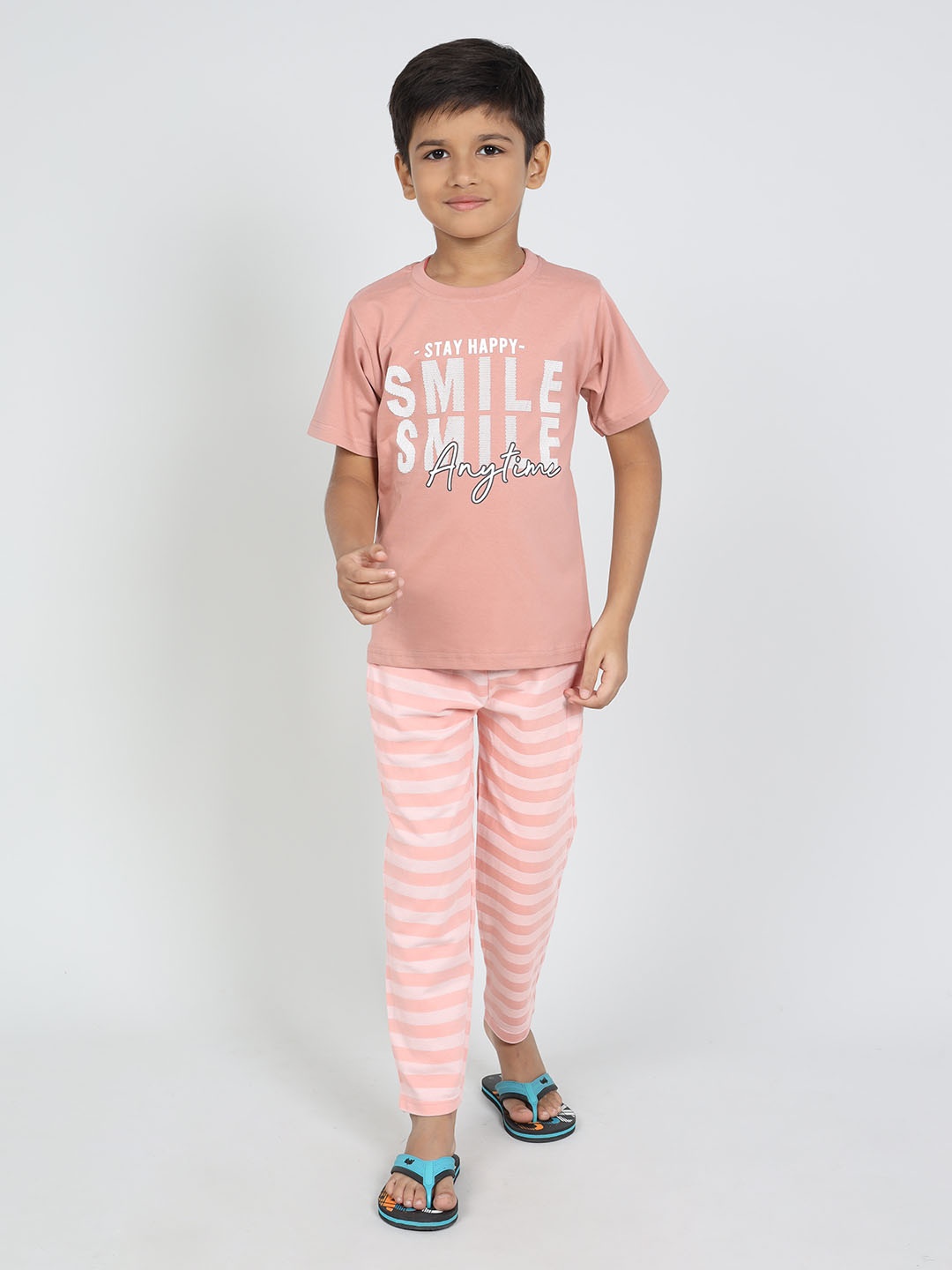 

DENIKID Kids Printed Pure Cotton Night suit, Orange