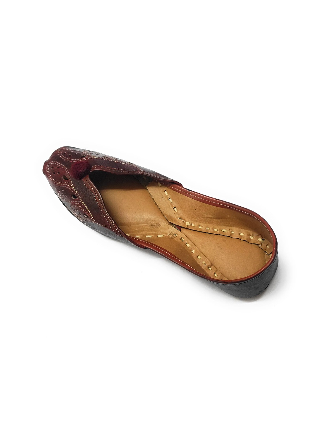 

Ta Chic Laser Cut Detailed Embellished Square Toe Mojaris, Maroon