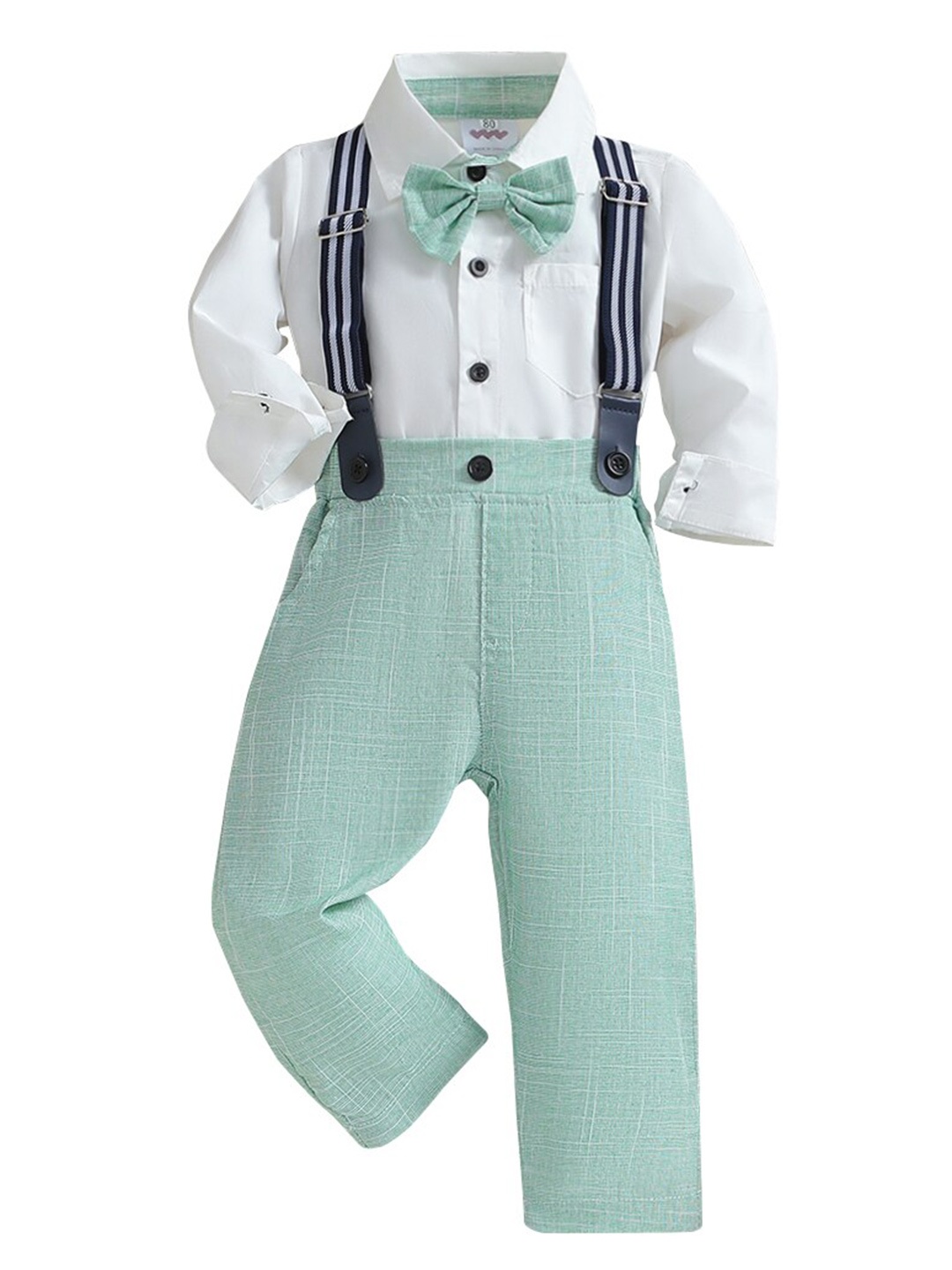 

StyleCast Boys Green Shirt with Trousers With Suspenders