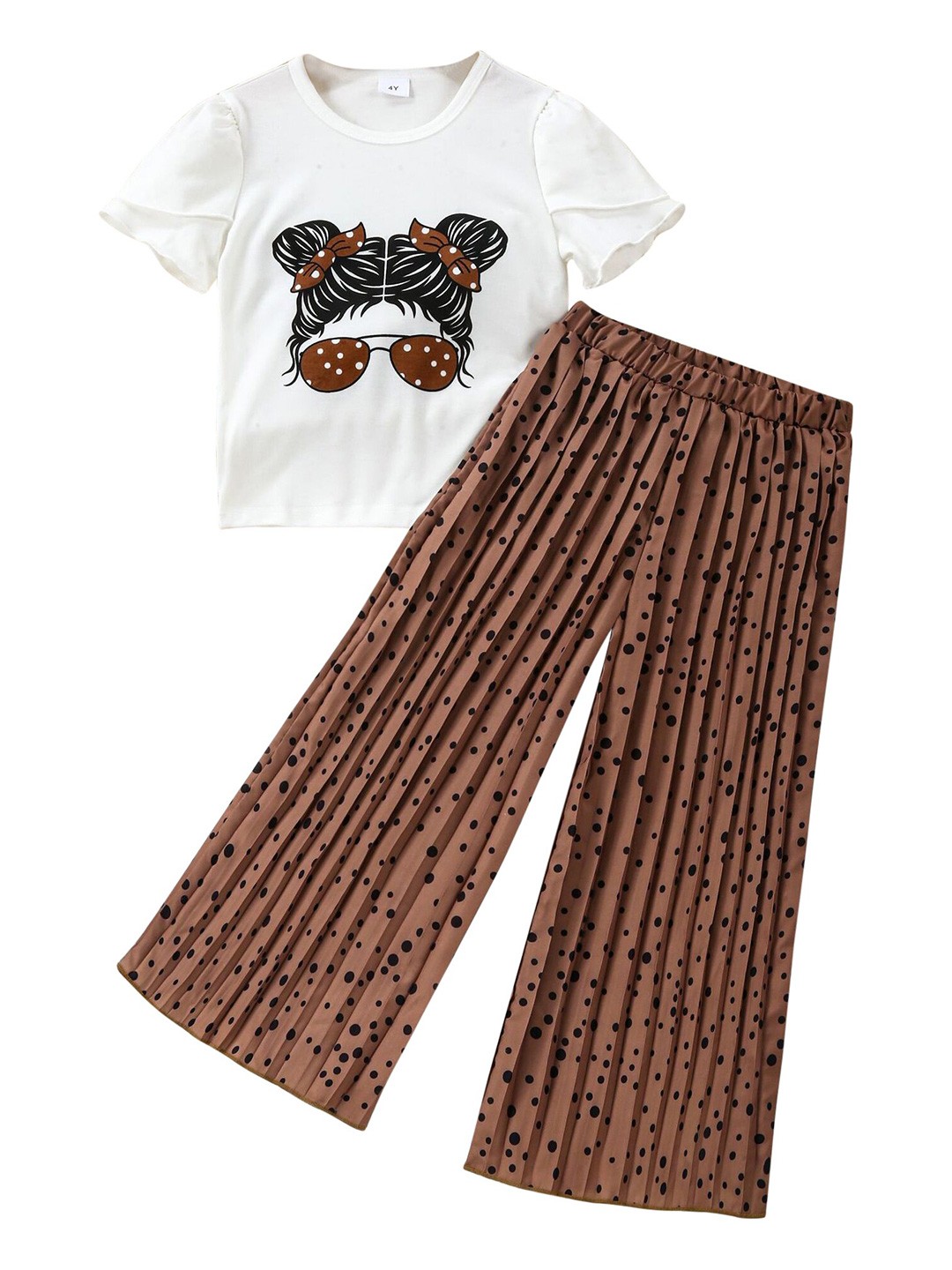 

StyleCast Girls Brown Printed Top with Palazzos