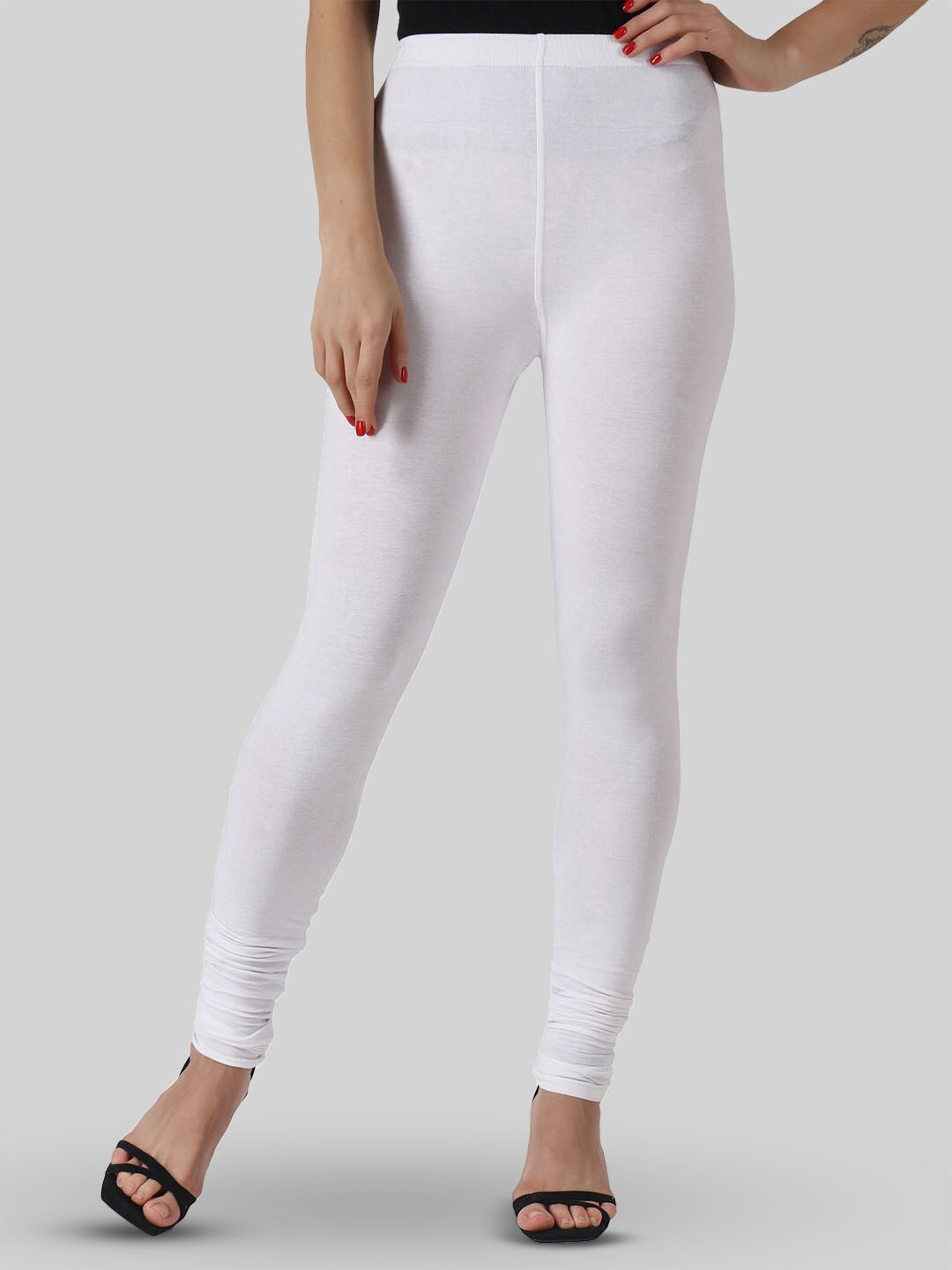 

SAUNDARYA 4 Ways Stretchable Churidar-Length Leggings, White