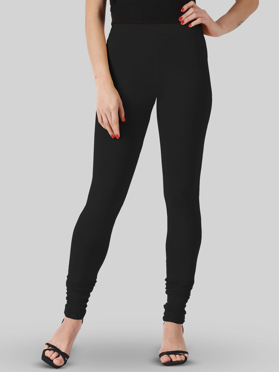 

SAUNDARYA Stretch Fit Churidar-Length Leggings, Black