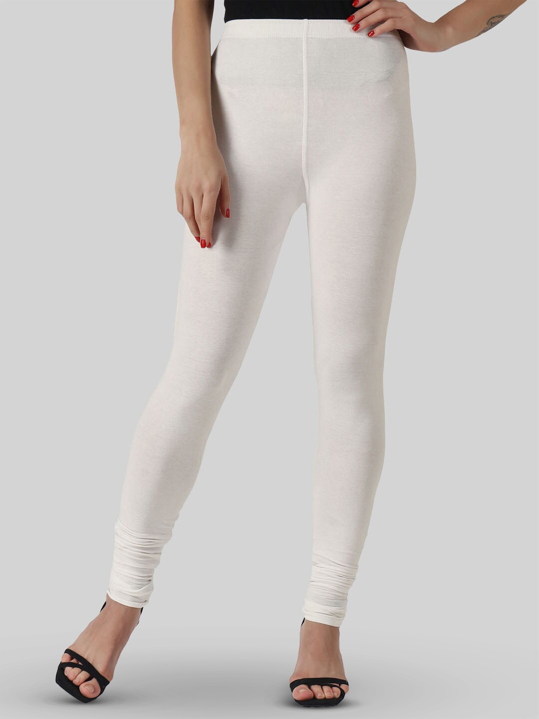 

SAUNDARYA Stretch Fit Churidar-Length Leggings, Off white