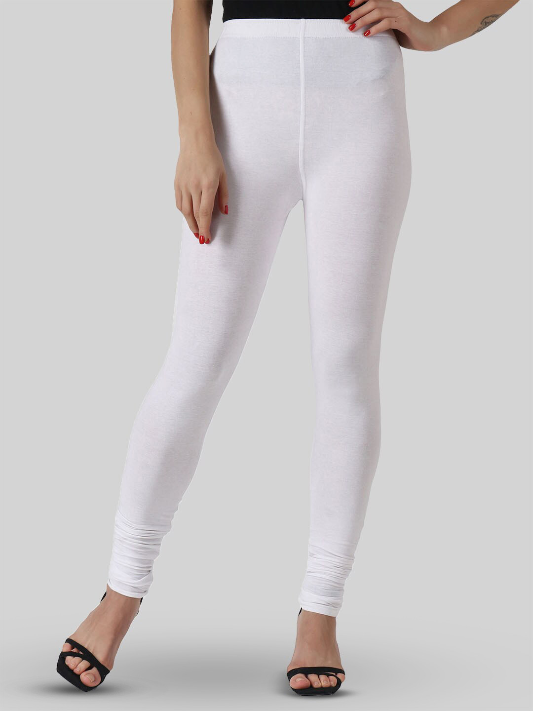 

SAUNDARYA Four Way Stretchable Churidar Length Leggings, White