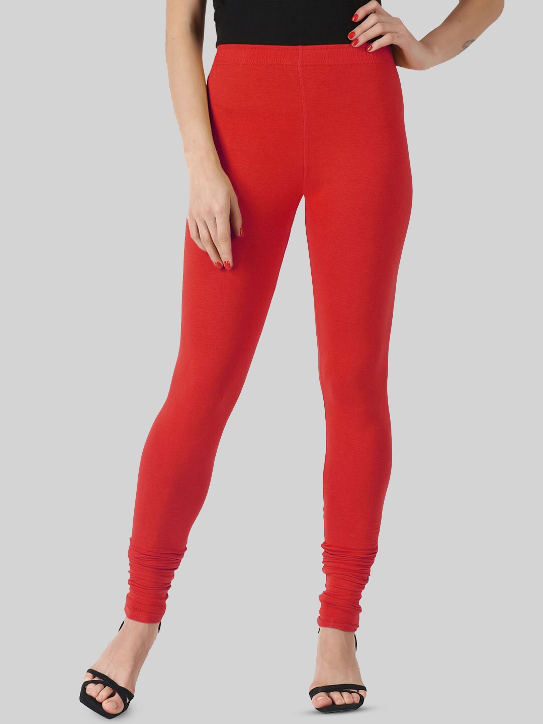 

SAUNDARYA Churidar-Length Leggings, Red