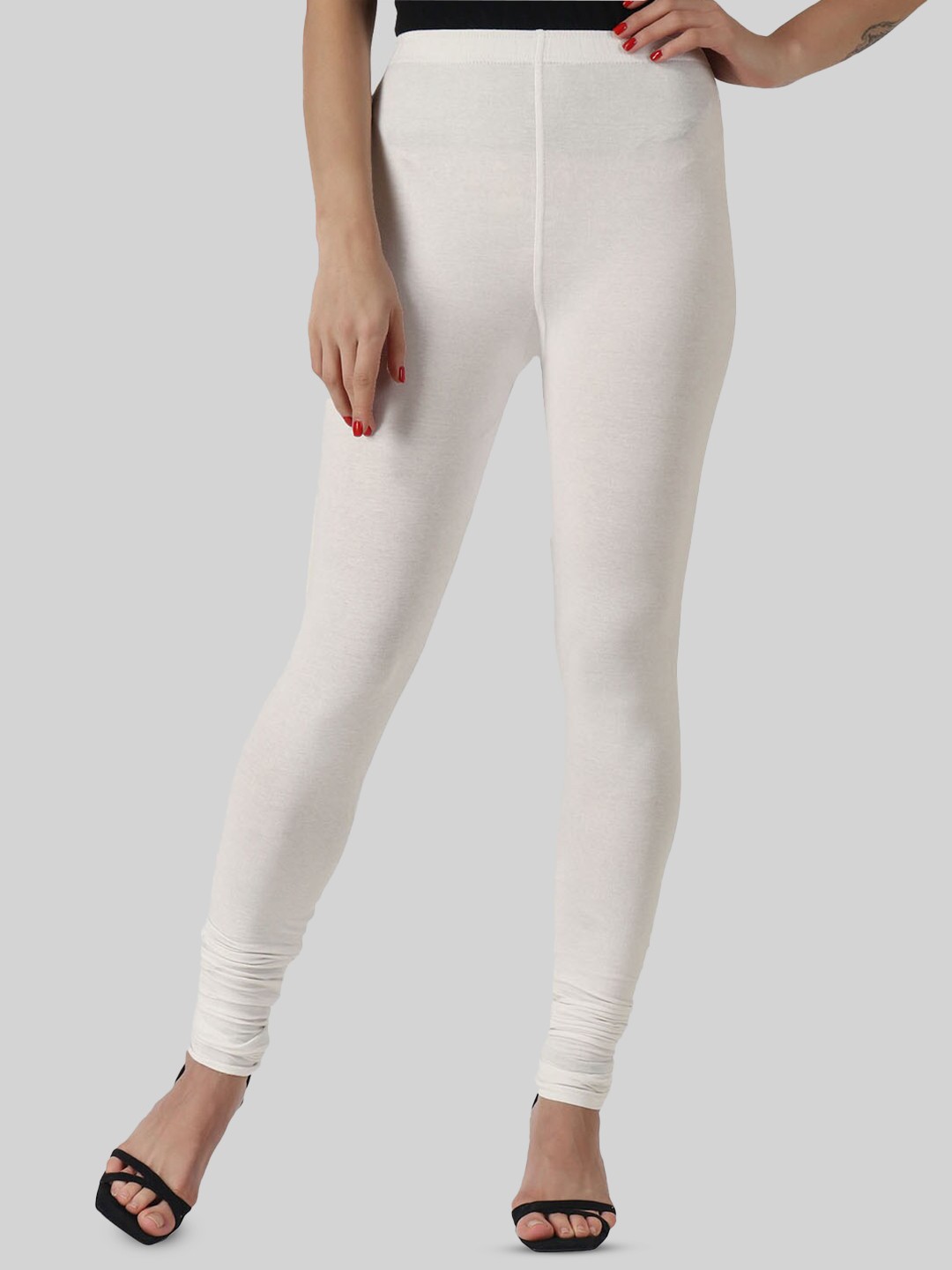 

SAUNDARYA Stretch-Fit Four Way Stretchable Churidar Length Leggings, Off white