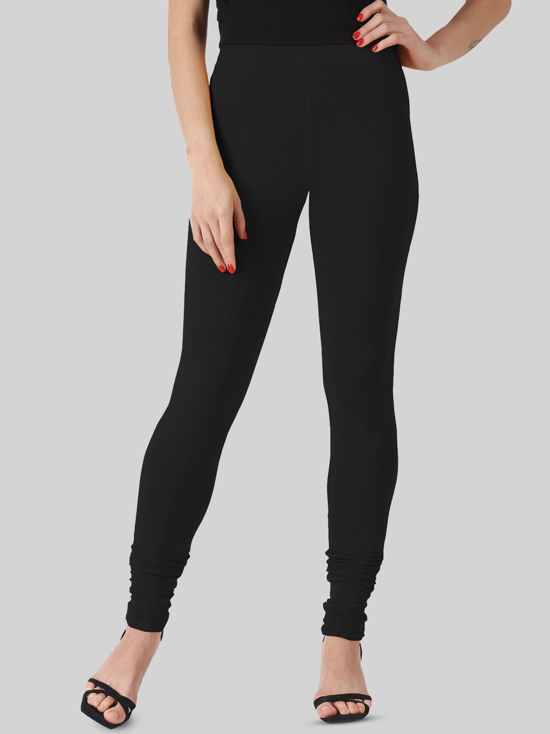 

SAUNDARYA Stretch Fit Churidar-Length Leggings, Black