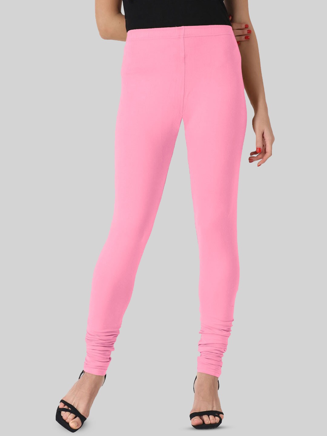 

SAUNDARYA Stretch Fit Churidar-Length Leggings, Pink
