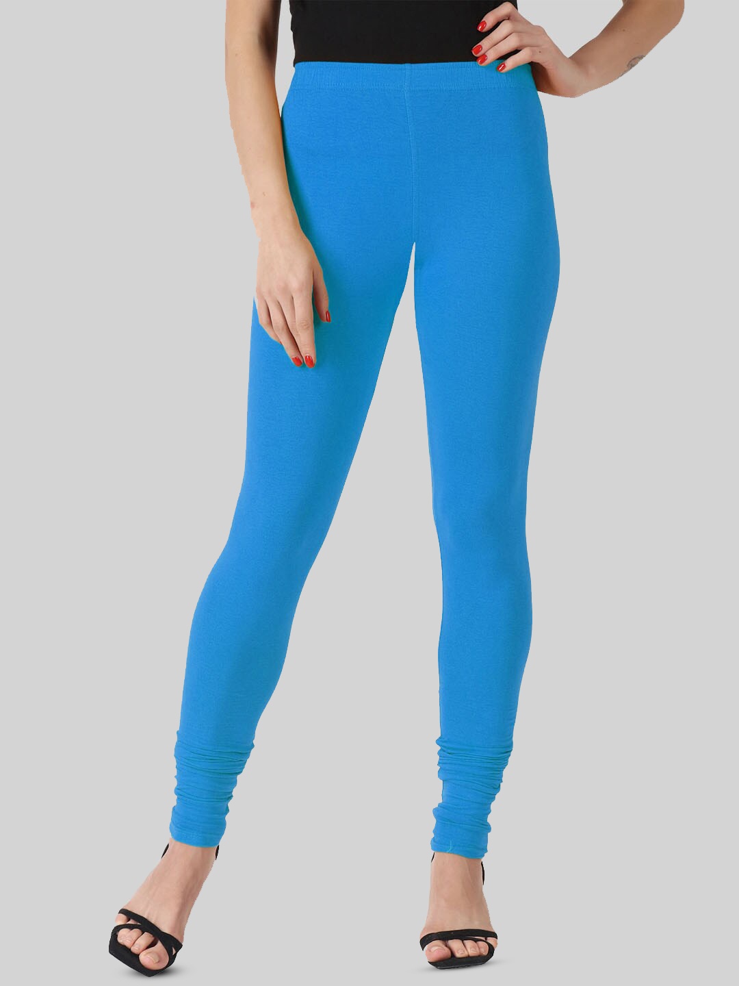 

SAUNDARYA Stretch Fit Churidar-Length Leggings, Blue