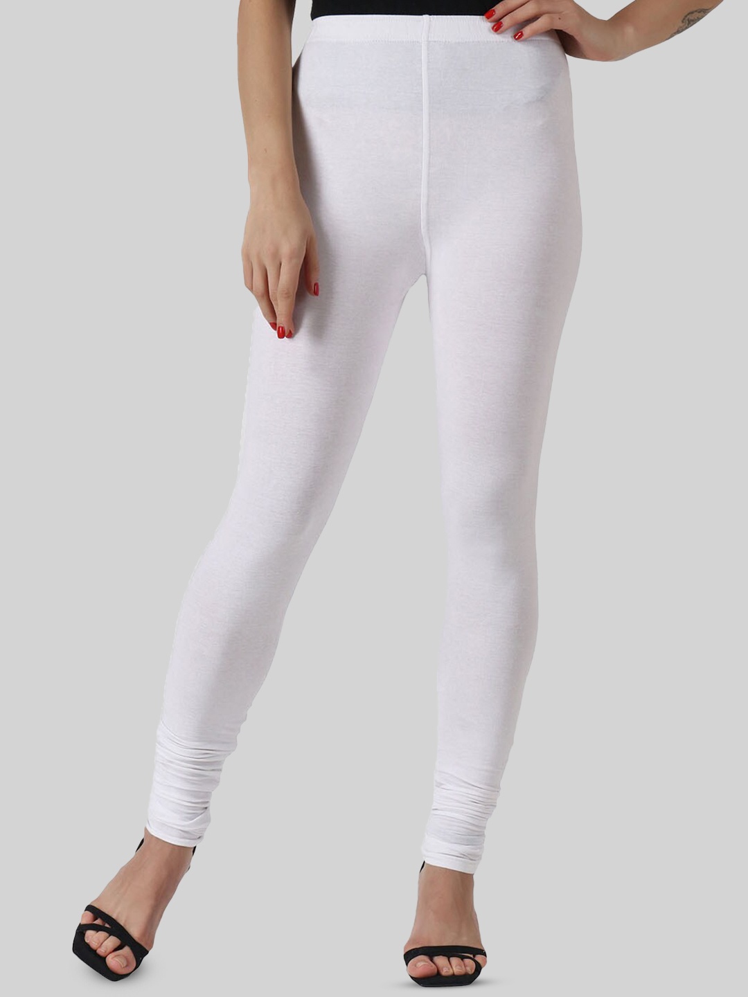 

SAUNDARYA Stretch-Fit Four Way Stretchable Churidar Length Leggings, White