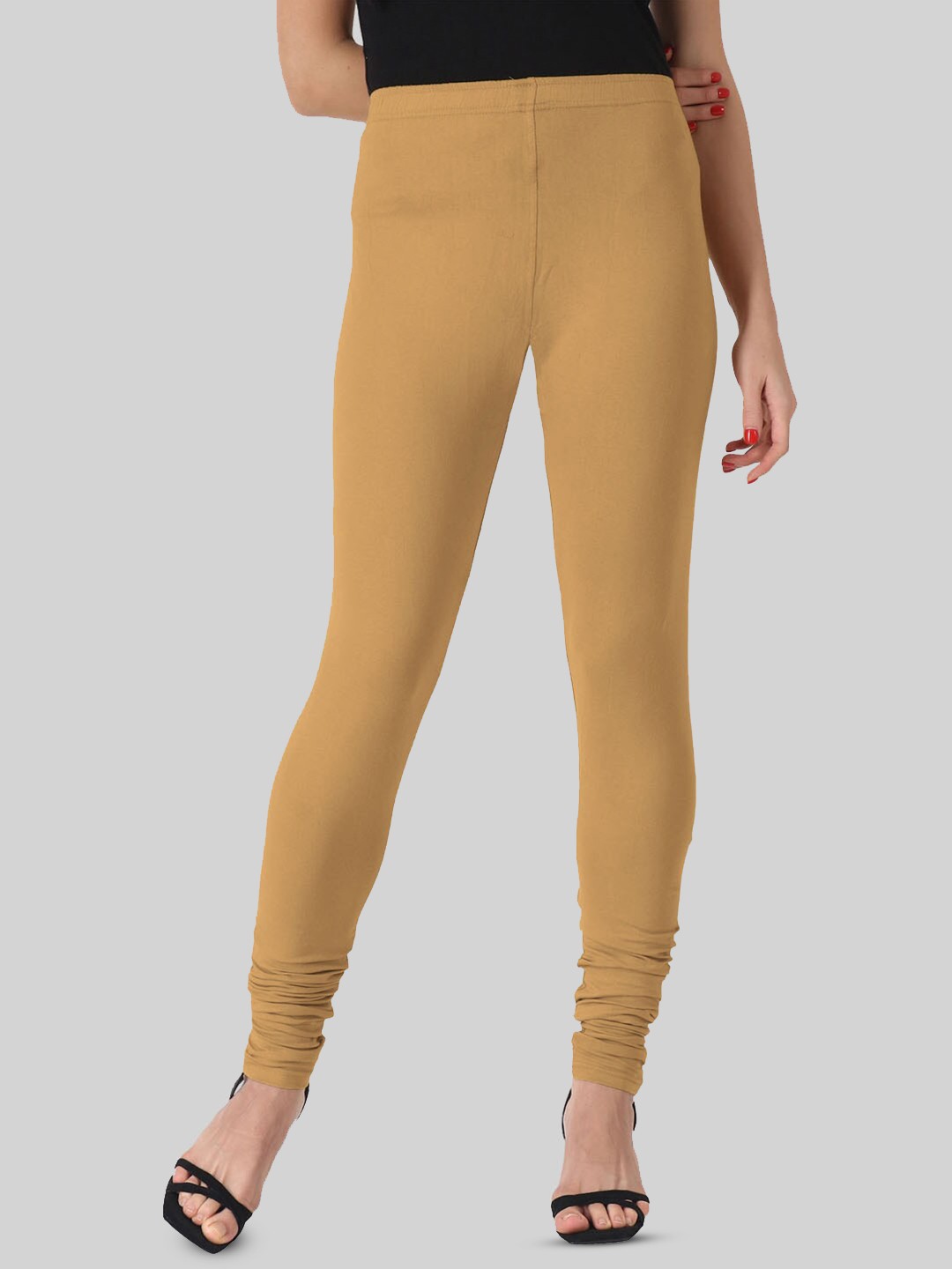 

SAUNDARYA Stretch Fit Churidar-Length Leggings, Beige